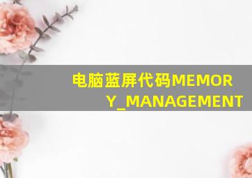 电脑蓝屏代码MEMORY_MANAGEMENT