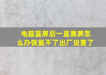 电脑蓝屏后一直黑屏怎么办恢复不了出厂设置了