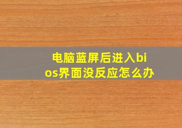 电脑蓝屏后进入bios界面没反应怎么办