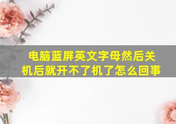 电脑蓝屏英文字母然后关机后就开不了机了怎么回事