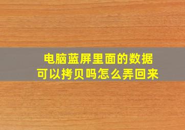 电脑蓝屏里面的数据可以拷贝吗怎么弄回来