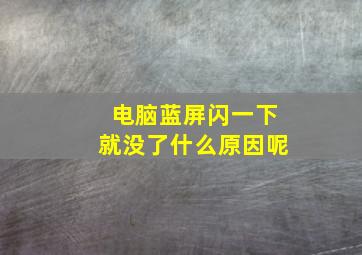 电脑蓝屏闪一下就没了什么原因呢