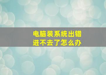 电脑装系统出错进不去了怎么办