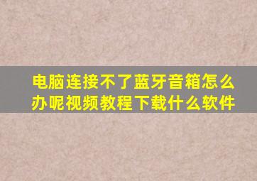 电脑连接不了蓝牙音箱怎么办呢视频教程下载什么软件