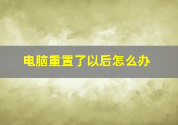 电脑重置了以后怎么办