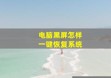 电脑黑屏怎样一键恢复系统