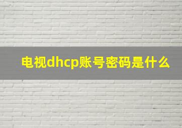 电视dhcp账号密码是什么