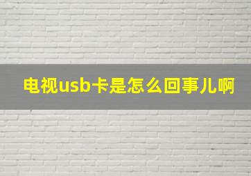 电视usb卡是怎么回事儿啊