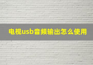 电视usb音频输出怎么使用