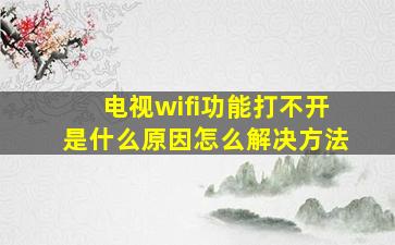 电视wifi功能打不开是什么原因怎么解决方法