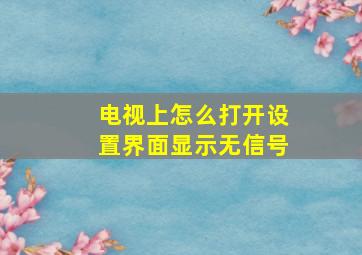 电视上怎么打开设置界面显示无信号