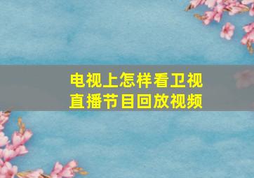 电视上怎样看卫视直播节目回放视频