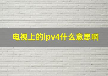 电视上的ipv4什么意思啊