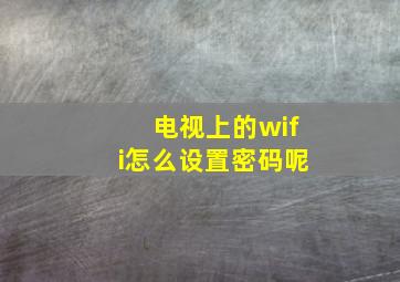 电视上的wifi怎么设置密码呢