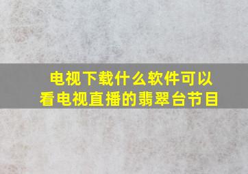 电视下载什么软件可以看电视直播的翡翠台节目