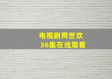 电视剧两世欢36集在线观看