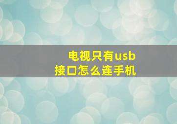 电视只有usb接口怎么连手机