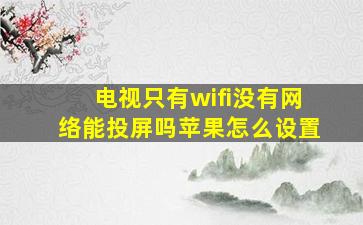 电视只有wifi没有网络能投屏吗苹果怎么设置