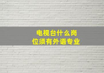 电视台什么岗位须有外语专业