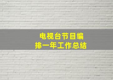 电视台节目编排一年工作总结