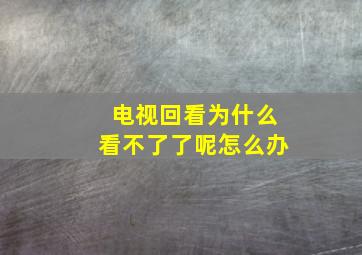 电视回看为什么看不了了呢怎么办