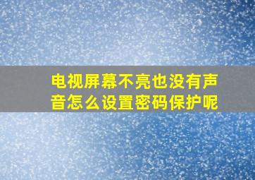 电视屏幕不亮也没有声音怎么设置密码保护呢