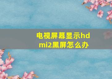 电视屏幕显示hdmi2黑屏怎么办