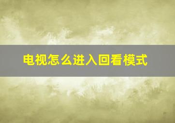 电视怎么进入回看模式