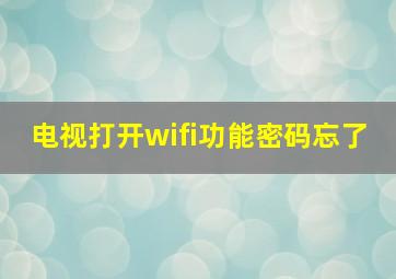 电视打开wifi功能密码忘了