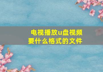 电视播放u盘视频要什么格式的文件