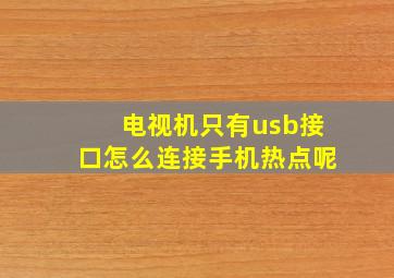 电视机只有usb接口怎么连接手机热点呢