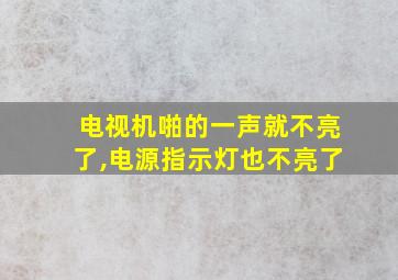 电视机啪的一声就不亮了,电源指示灯也不亮了