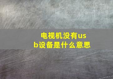 电视机没有usb设备是什么意思