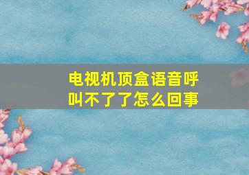 电视机顶盒语音呼叫不了了怎么回事