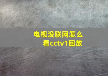 电视没联网怎么看cctv1回放