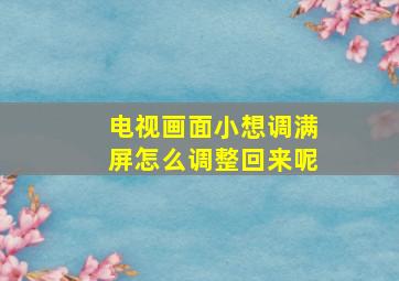 电视画面小想调满屏怎么调整回来呢