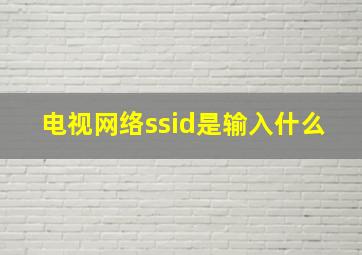 电视网络ssid是输入什么