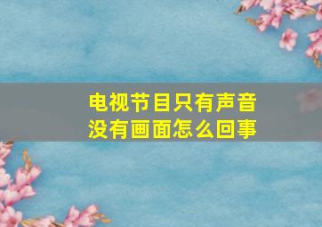 电视节目只有声音没有画面怎么回事