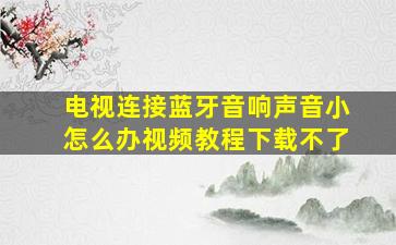 电视连接蓝牙音响声音小怎么办视频教程下载不了