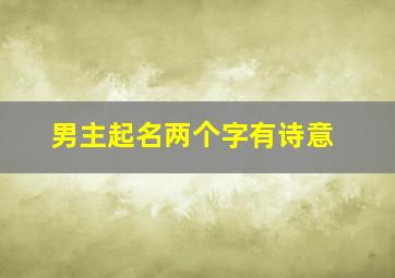 男主起名两个字有诗意