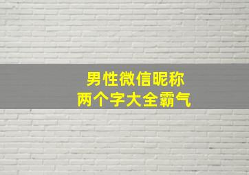 男性微信昵称两个字大全霸气