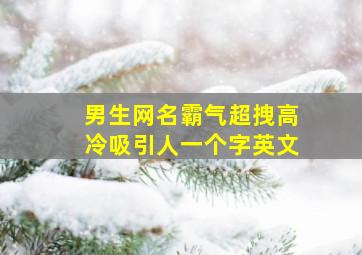 男生网名霸气超拽高冷吸引人一个字英文