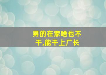 男的在家啥也不干,能干上厂长