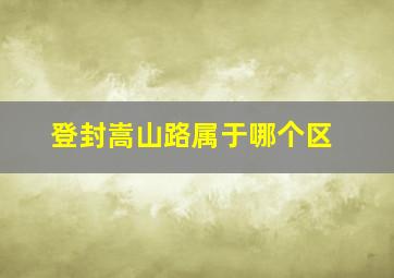 登封嵩山路属于哪个区