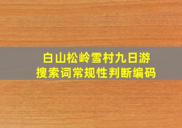 白山松岭雪村九日游搜索词常规性判断编码