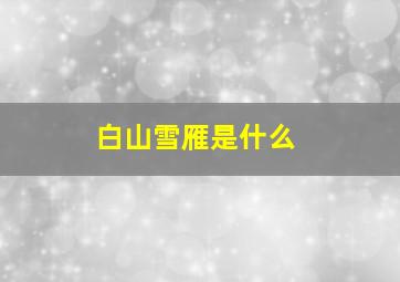 白山雪雁是什么