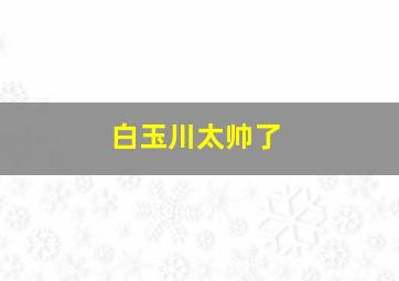 白玉川太帅了