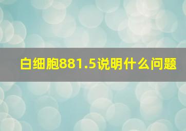 白细胞881.5说明什么问题