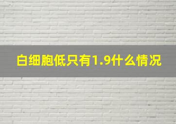 白细胞低只有1.9什么情况