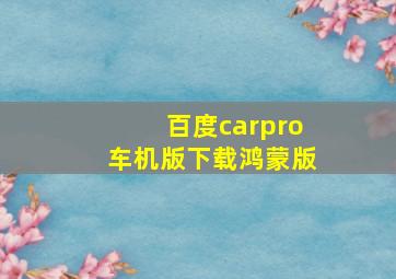 百度carpro车机版下载鸿蒙版